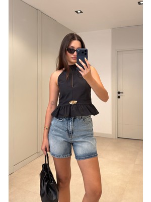 Magarde Premium Denim Şort- Açık Mavi