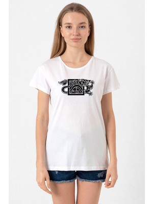 The Wheel Of Time Dragon Minimal Beyaz Kadın Bisikletyaka Tshirt