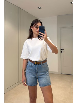 Magarde Premium Denim Şort- Mavi