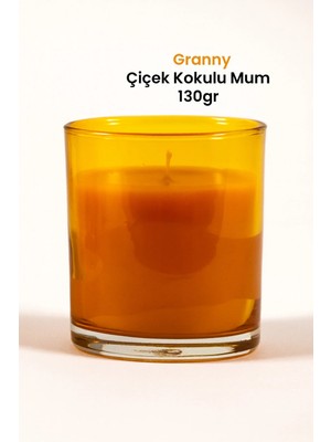 Marrien Granny Beyaz Çiçek Kokulu Mum 130 gr– Şeffaf Sarı Bardak