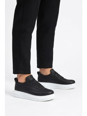 Zerenyus Prevos Yüksek Kalite Kalın Taban Erkek Sneaker Siyah Beyaz