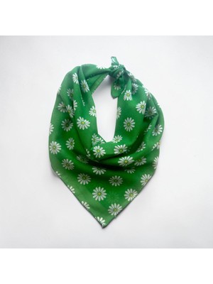 Als Tasarım Dünyası Turuncu Renk Papatya Desenli %100 Koton Bandana