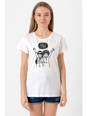Future Is Female Beyaz Kadın Bisikletyaka Tshirt