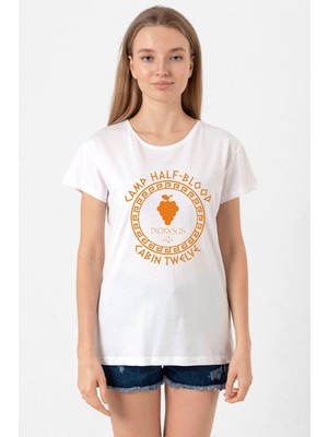 Camp Half Blood Dionysus Beyaz Kadın Bisikletyaka Tshirt