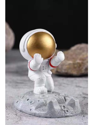 Buççin Online Mağaza Sevimli Astronot Dekorasyon Masa Üstü Telefon Tutucu ve Tablet Standı Beyaz