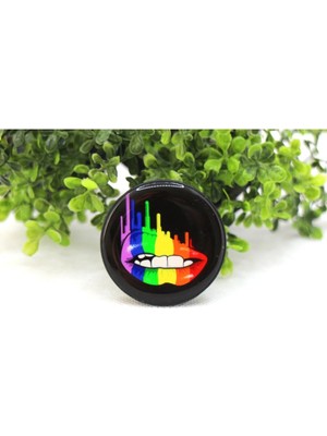 Buççin Online Mağaza Popsocket Telefon Tutacağı Desenli ve Baskılı Parmak Tutucu Siyah Plastik
