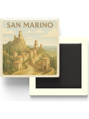 İberk Buzdolap Magnetleri - San Marino Bayrağı ve Paper Cut Tema - 2'li Set Magneti