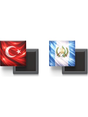 İberk Buzdolap Magnetleri - Guatemala Bayrağı ve Türk Bayrağı - 2'li Set Magneti