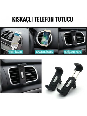 Buççin Online Mağaza Kıskaçlı Üniversal Araç Içi Telefon Tutucu Havalandırma Izgarası Siyah Plastik