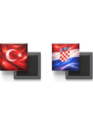 İberk Buzdolap Magnetleri - Hırvatistan Bayrağı ve Türk Bayrağı - 2'li Set Magneti