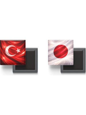 İberk Buzdolap Magnetleri - Japonya Bayrağı ve Türk Bayrağı - 2'li Set Magneti