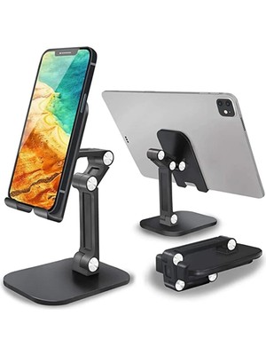 Buççin Online Mağaza Katlanabilir Siyah Masaüstü Telefon Tutucu ve Standı / Ayarlanabilir Stand Gri Plastik