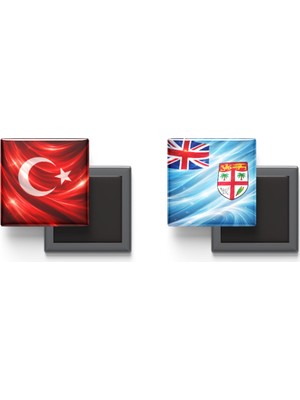 İberk Buzdolap Magnetleri - Fiji Bayrağı ve Türk Bayrağı - 2'li Set Magneti