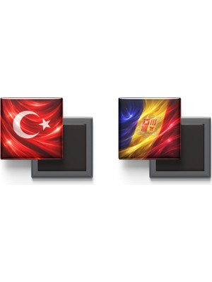 İberk Buzdolap Magnetleri - Andorra Bayrağı ve Türk Bayrağı - 2'li Set Magneti