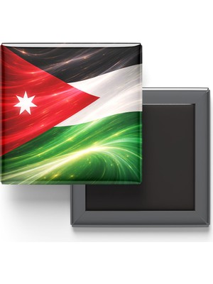 İberk Buzdolap Magnetleri - Ürdün Bayrağı ve Retro Tema - 2'li Set Magneti
