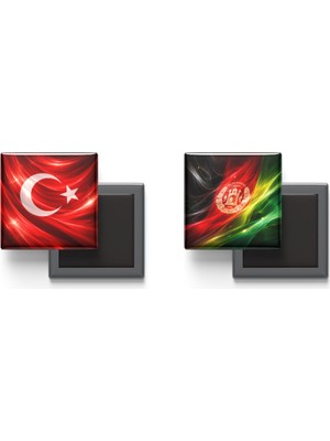 İberk Buzdolap Magnetleri - Afganistan Bayrağı ve Türk Bayrağı - 2'li Set Magneti