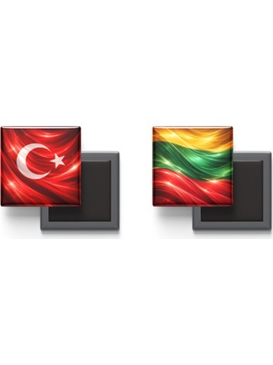 İberk Buzdolap Magnetleri - Litvanya Bayrağı ve Türk Bayrağı - 2'li Set Magneti