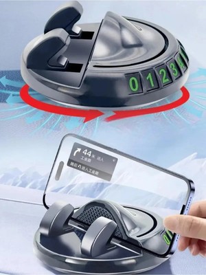 Buççin Online Mağaza 360° Dönebilen Siyah Renk Yapışkanlı Numaratörlü Araç Telefon Tutucu Numaratör 50 Adet Rakam