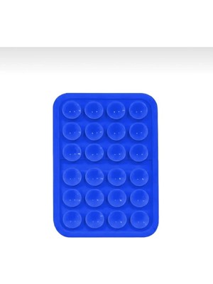 Buççin Online Mağaza Telefon Tutucu Silikon Vakumlu Yapışkanlı Kaymaz Vantuzlu Telefon Sabitleyici Mavi Silikon