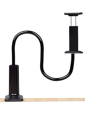 Buççin Online Mağaza Sıkıştırmalı Masaüstü Telefon ve Tablet Tutucu 360° Flexible 74 cm Siyah Siyah Plastik