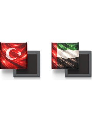 İberk Buzdolap Magnetleri - Birleşik Arap Emirlikleri Bayrağı ve Türk Bayrağı - 2'li Set Magneti