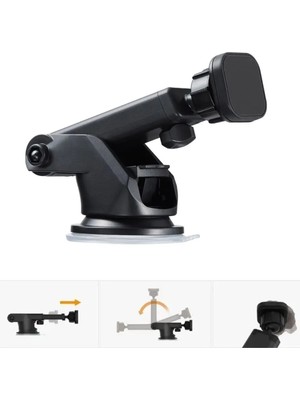 Buççin Online Mağaza Araç Içi Mıknatıslı Telefon Tutucu Ayarlanabilir Başlık Cam ve Torpidoya Vantuzlu Siyah Cam