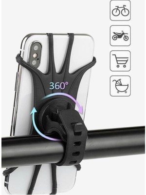 Buççin Online Mağaza Universal Bisiklet Motosiklet Çocuk Arabası Silikon 360 Derece Telefon Tutucu Tüm Modellerle Uyumlu
