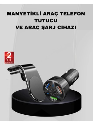 Buççin Online Mağaza Araç Içi Telefon Tutucu + Quick Charge 3.0 Araç Şarj Cihazı Seti Çok Renkli 97 Inç / 245 Ekran