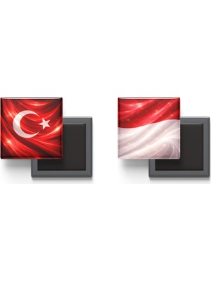 İberk Buzdolap Magnetleri - Monako Bayrağı ve Türk Bayrağı - 2'li Set Magneti
