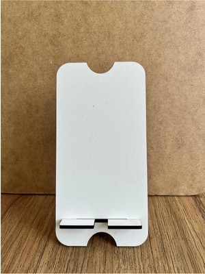 Buççin Online Mağaza Masa Üstü Ahşap Telefon Tutucu Aparatı 17CM Sabitleyici Telefon Tutacağı Beyaz Ahşap