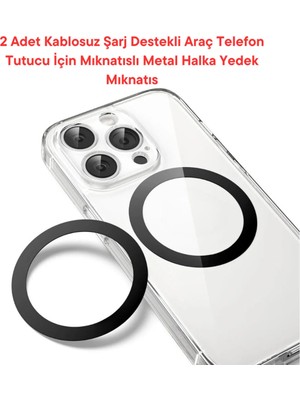 Buççin Online Mağaza 2 Adet Kablosuz Şarj Destekli Araç Telefon Tutucu Için Mıknatıslı Metal Halka Yedek Mıknatıs Siyah M