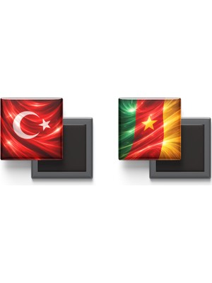 İberk Buzdolap Magnetleri - Kamerun Bayrağı ve Türk Bayrağı - 2'li Set Magneti