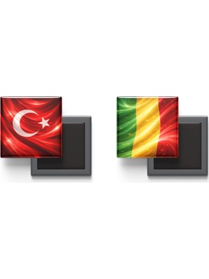 İberk Buzdolap Magnetleri - Mali Bayrağı ve Türk Bayrağı - 2'li Set Magneti