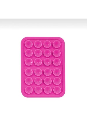 Buççin Online Mağaza Telefon Tutucu Silikon Vakumlu Yapışkanlı Kaymaz Vantuzlu Telefon Sabitleyici Pembe Silikon