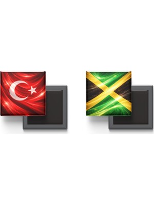 İberk Buzdolap Magnetleri - Jamaika Bayrağı ve Türk Bayrağı - 2'li Set Magneti