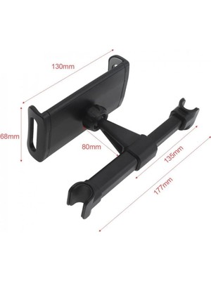 Buççin Online Mağaza Universal Araç Arka Koltuk 12.9 Inch Kadar 360 Derece Döner Tablet Telefon Tutucu Siyah Beyaz Plasti