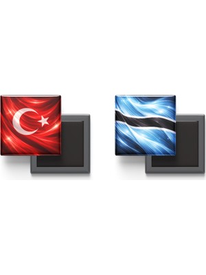 İberk Buzdolap Magnetleri - Botsvana Bayrağı ve Türk Bayrağı - 2'li Set Magneti