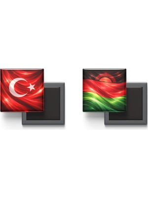 İberk Buzdolap Magnetleri - Malavi Bayrağı ve Türk Bayrağı - 2'li Set Magneti