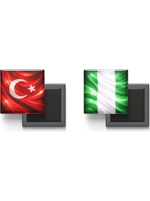 İberk Buzdolap Magnetleri - Nijerya Bayrağı ve Türk Bayrağı - 2'li Set Magneti