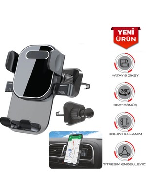 Buççin Online Mağaza Araç Içi Havalandırma Uyumlu Kancalı Şeffaf Telefon Tutucu BR590 1969 Siyah Plastik