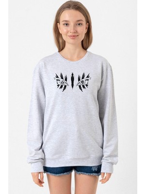 Tshirthane Demon Slayer Anime Upper Moon Demon Eyes Grimelanj Kadın 2ip Sweatshirt