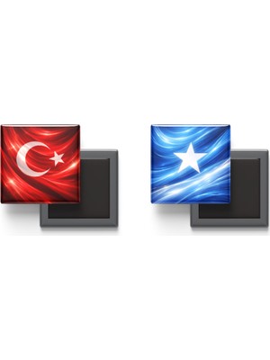 İberk Buzdolap Magnetleri - Somali Bayrağı ve Türk Bayrağı - 2'li Set Magneti