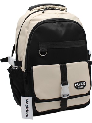 MegiHero Çok Bölmeli Okul Çantası Unisex Okul Sırt Çantası 26012 GRY26012