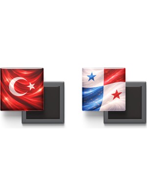 İberk Buzdolap Magnetleri - Panama Bayrağı ve Türk Bayrağı - 2'li Set Magneti