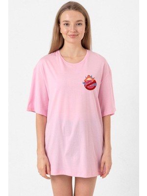 He Man Ghostmasters Logo Pembe Kadın Oversize Tshirt