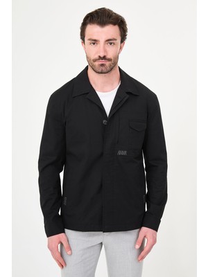 MCR Düz Slim Fit Apaç Yaka Gizli Düğmeli Mevsimlik Erkek Mont