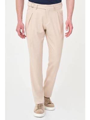 MCR Düz Slim Fit Pileli Kemer Tokalı Erkek Pantolon