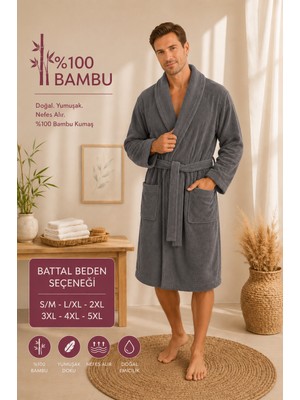 Sternen Glanz Bamboo %100 Bambu Unisex Şal Yaka Yumuşak Büyük Beden Yetişkin Bornoz