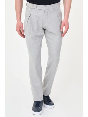 MCR Düz Slim Fit Pileli Kemer Tokalı Erkek Pantolon