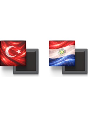 İberk Buzdolap Magnetleri - Paraguay Bayrağı ve Türk Bayrağı - 2'li Set Magneti